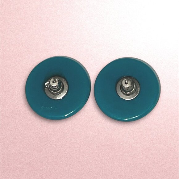 Vintage-Inspired Blue Resin Round Stud Earrings - Picture 3 of 3